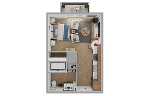 Floor plan for studio, 1 bath, 468 sqft